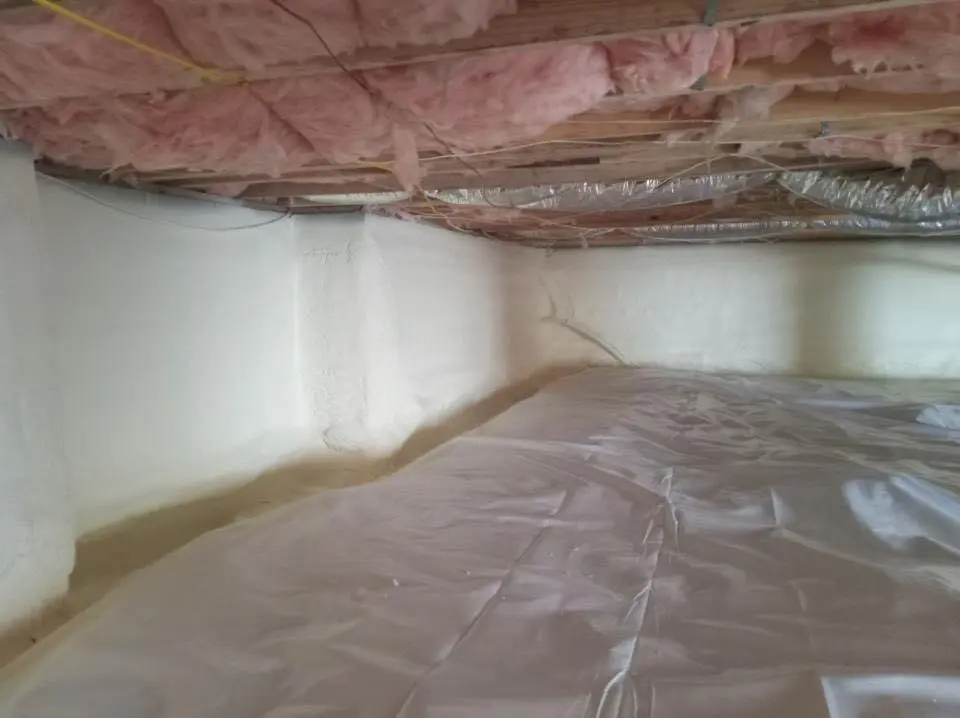 Crawl space encapsulation with closed-cell spray foam for Flat Roof Repair in Lloyd